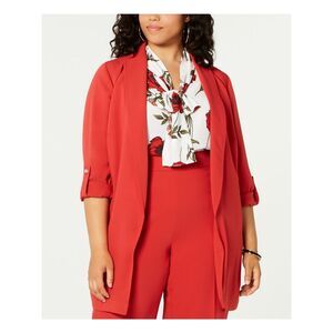BAR III Womens Red Wear To Work Wrap Jacket Plus 1X